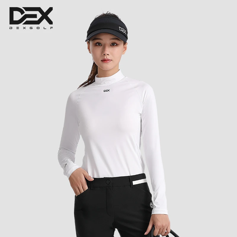 DEXGOLF高尔夫女士打底衣3015半高圆领长袖t恤运动百搭弹力速干