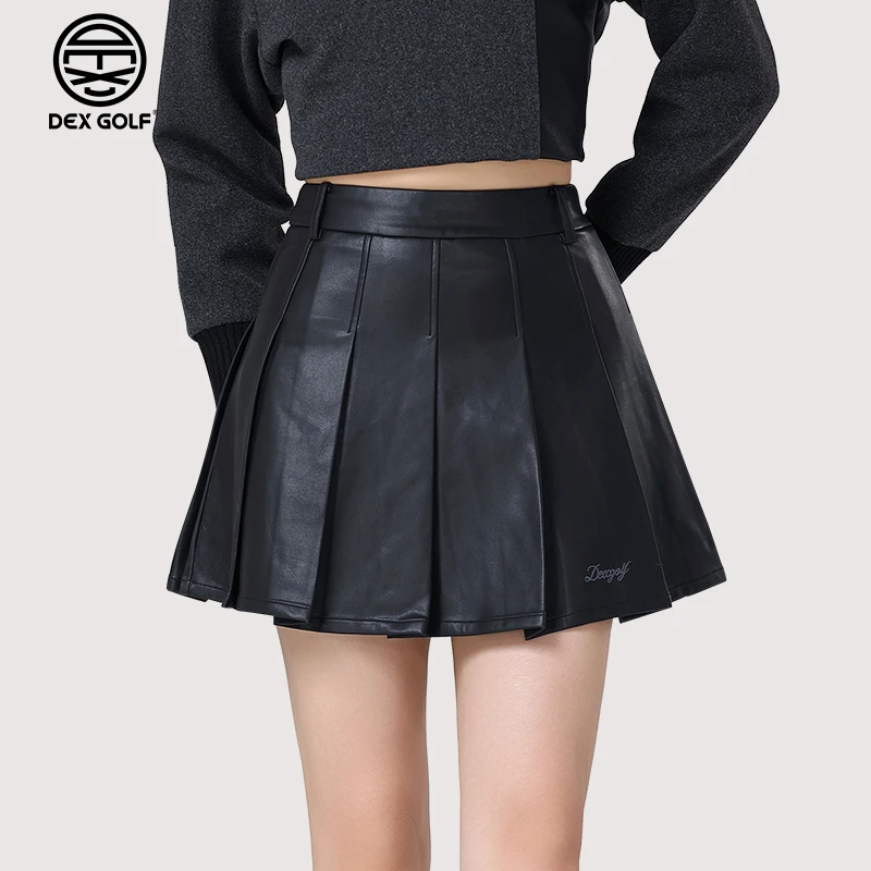 DEXGOLF高尔夫女士短裙秋季5171气质时尚百褶裙舒适修身显瘦皮裙