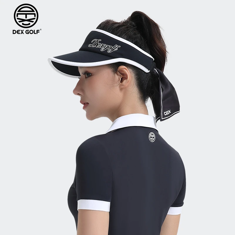 DEXGOLF高尔夫球帽无顶帽艺术字logo织带遮阳帽户外运动可调节