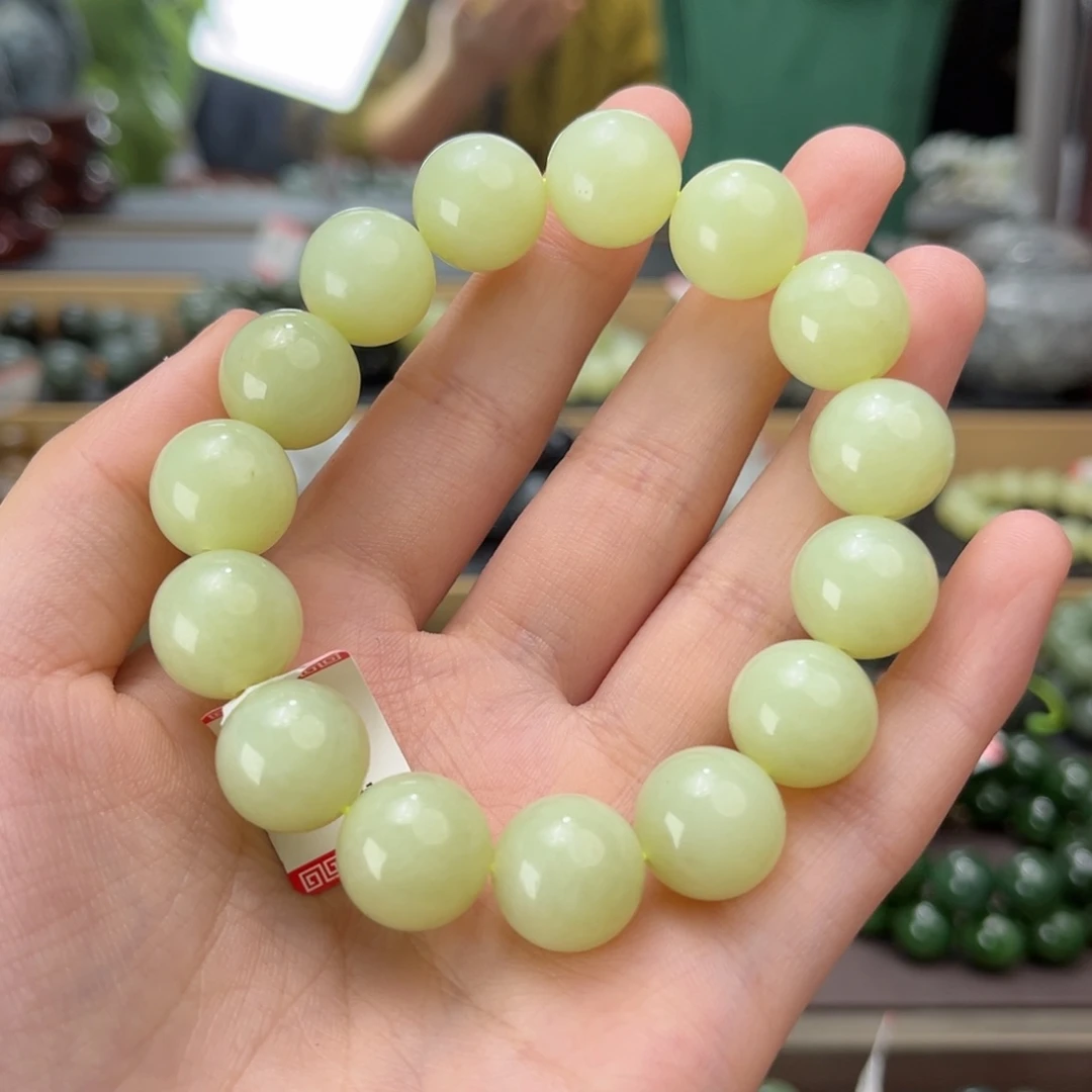 和田玉手串未镶嵌手串新疆若羌黄口14mm多样性拍一发一