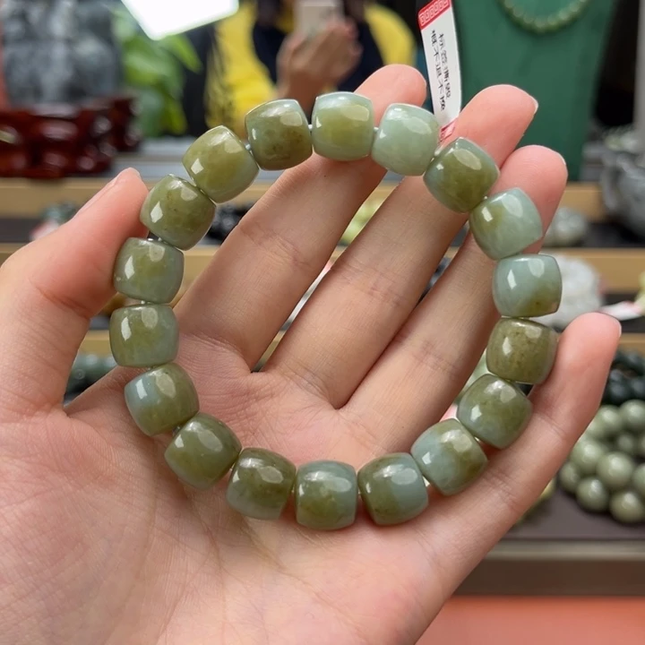 和田玉手串未镶嵌新疆且末蓝带糖12mm