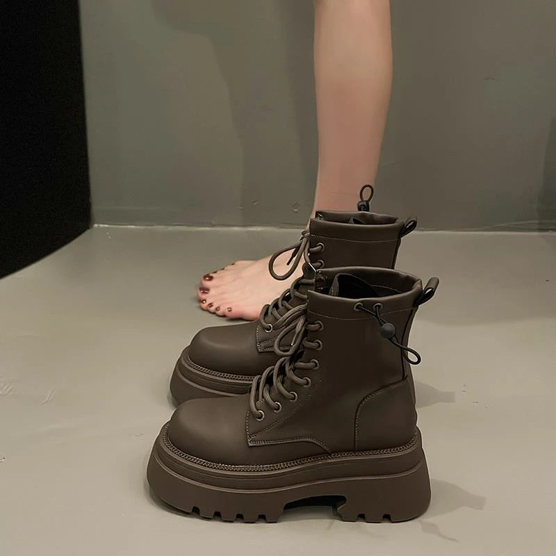 马丁靴女英伦风2024秋季新款厚底靴子爆款短靴小个子女显高瘦瘦靴