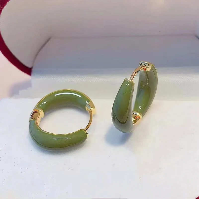 合金耳饰 气质高级感色滴油耳扣耳圈2022年新款潮精致网红百搭耳