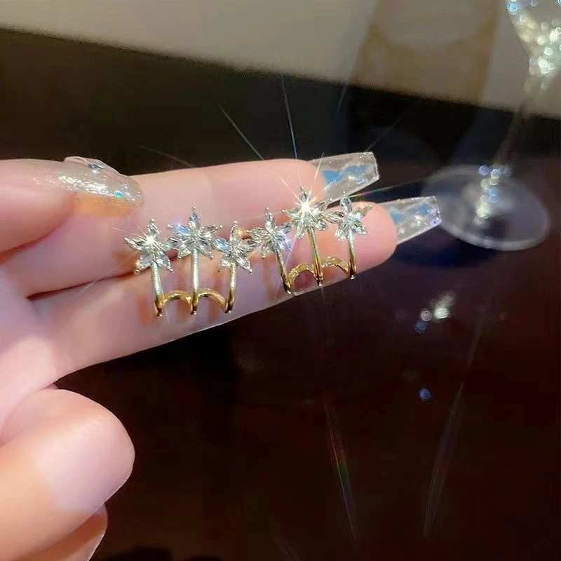一个耳洞可以戴出三个耳洞效果耳环女精致小巧五瓣花ins