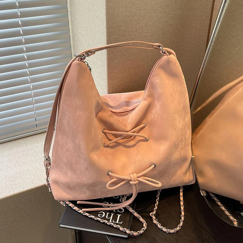 轻奢女包2024新款蝴蝶结大容量学院风洋气ins百搭小众单肩包包