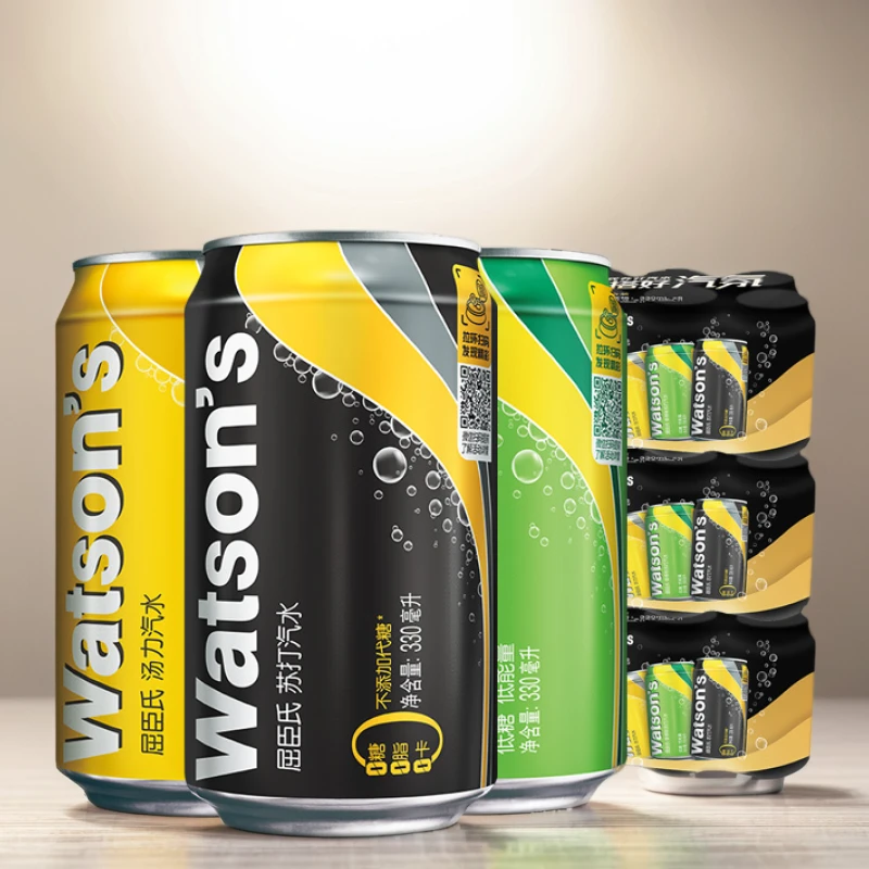 屈臣氏苏打水碳酸饮料330ml×6罐×3组囤货