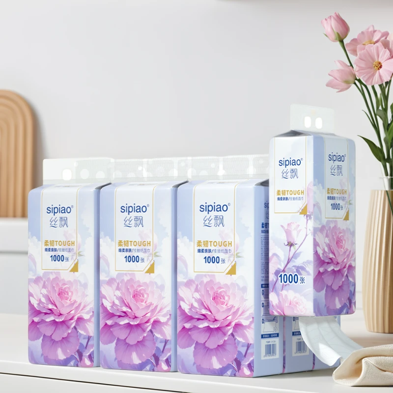 丝飘抽纸牡丹花开12提×1000张悬挂式抽纸家用整箱批发纸巾SPLL001