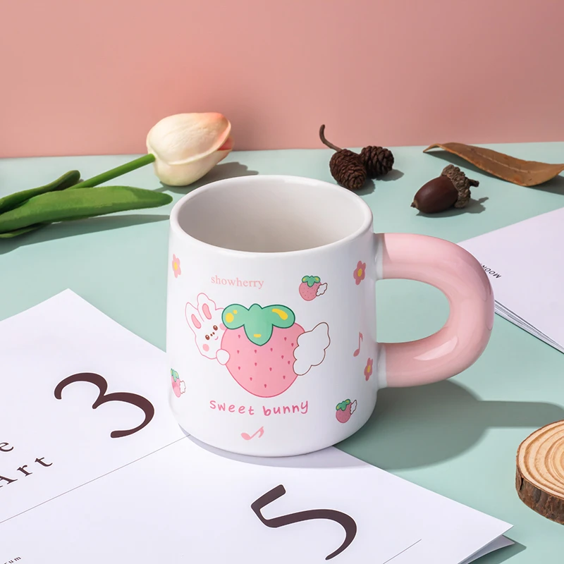 【省钱风杯子】草莓兔杯子马克杯可爱咖啡杯子高颜值情侣水杯