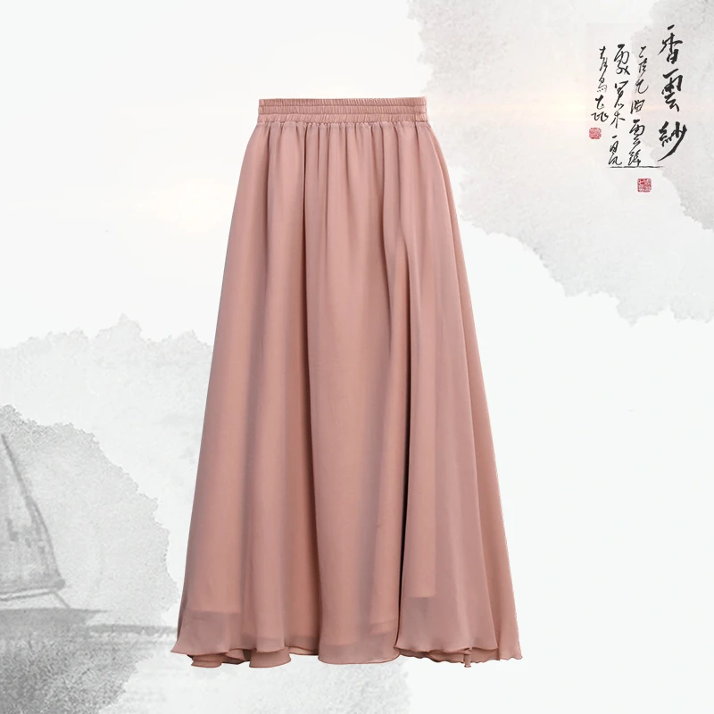 桑蚕丝古风大摆半身裙日常纯色飘逸百搭长腰裙231030