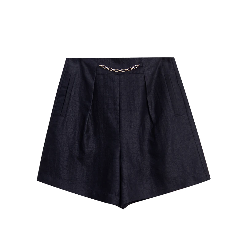 秋凝桑蚕丝香云纱夏季时尚休闲松紧腰百搭风外穿短裤241202-1