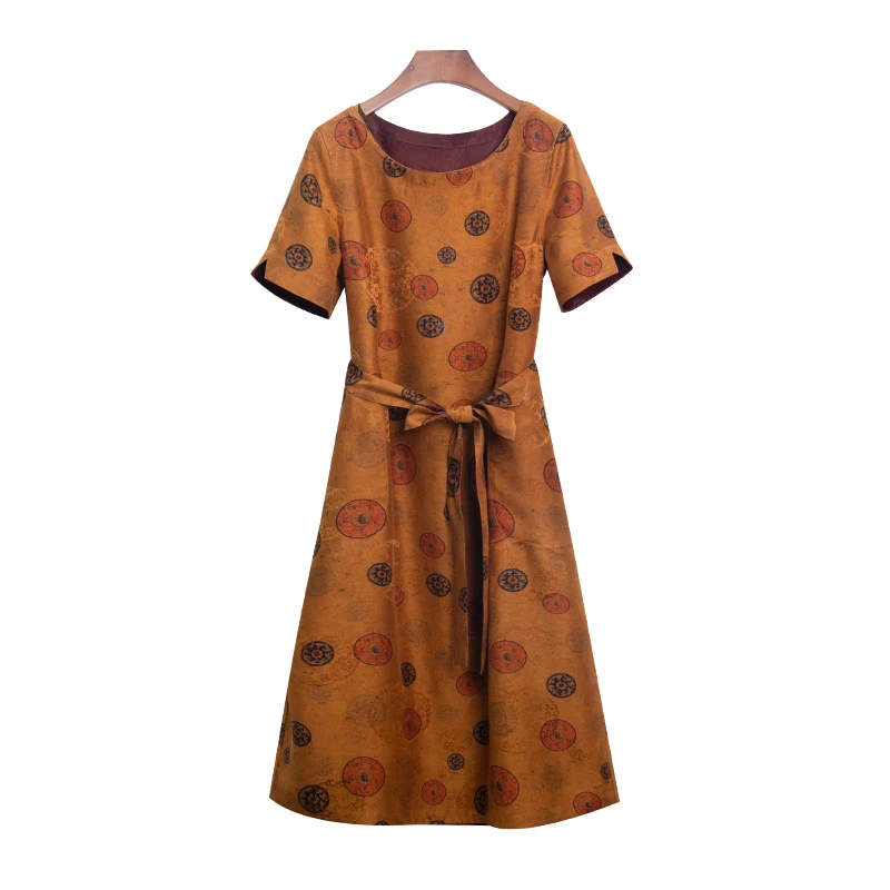 秋凝丝绸桑蚕丝香云纱国风复古中式气质提花双面穿连衣裙241360