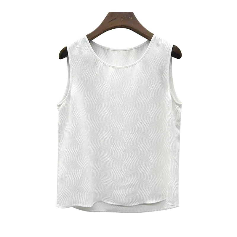 秋凝桑蚕丝无袖圆领时尚简约百搭打底背心241407-1
