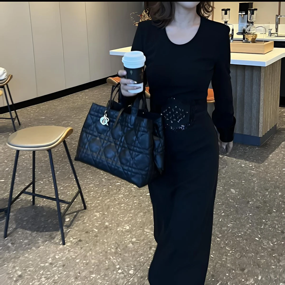 【卓日雅】3313民族风气质女神款U领马蹄袖连衣裙