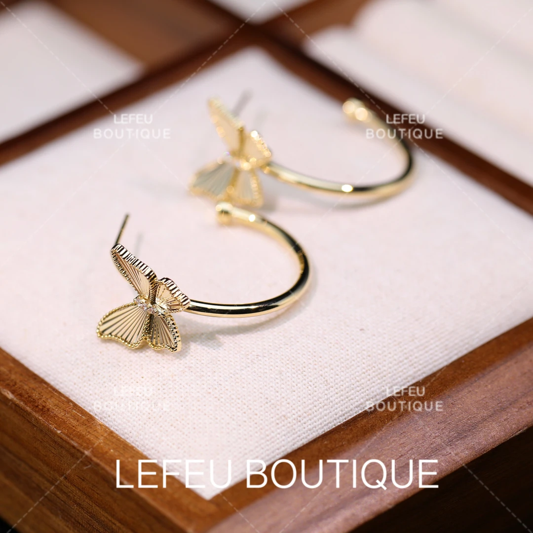 铜合金耳饰 【蝶栖】高级感时尚气质精致小众秋冬蝴蝶耳饰RH3800