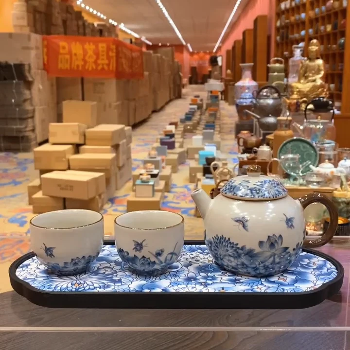 【闪购商品】荷花汝窑一壶两杯 带茶盘999151