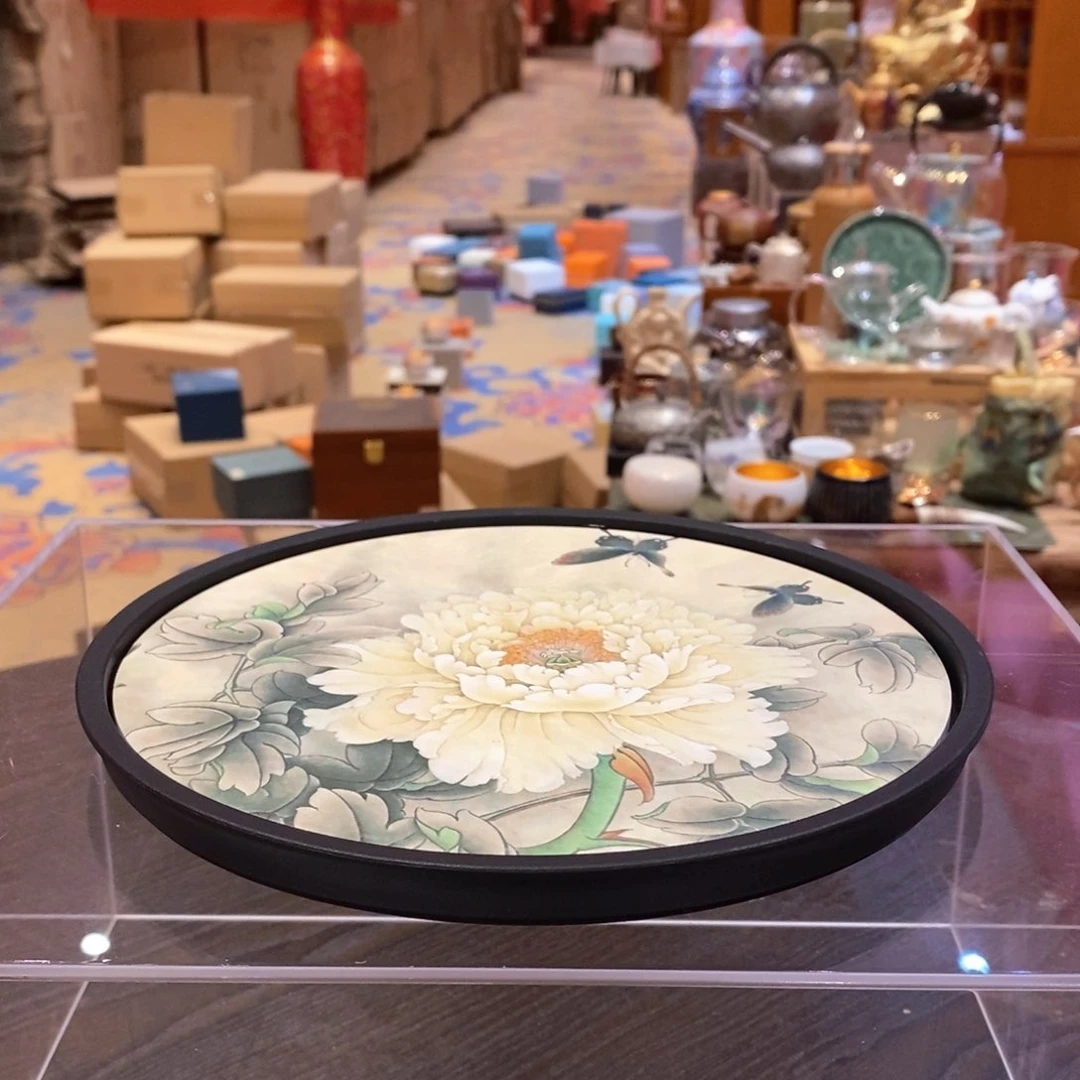 【闪购商品】山茶花圆形吸水茶盘384906