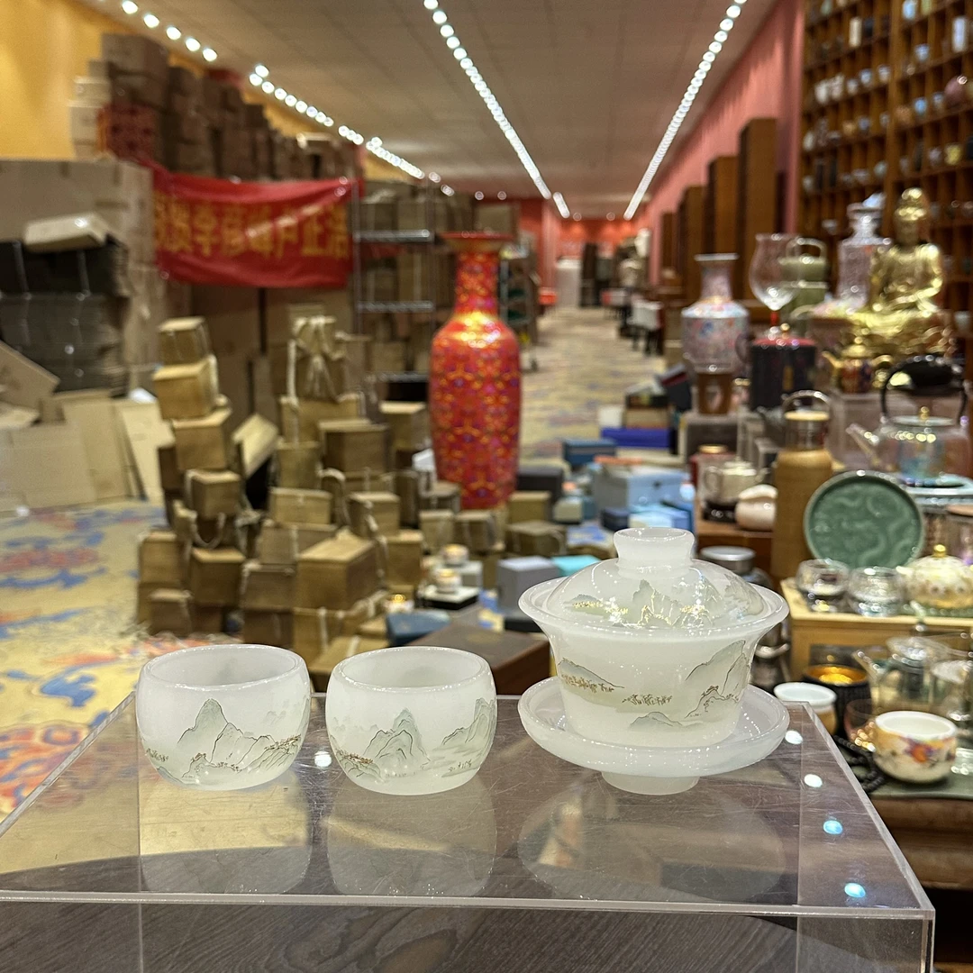 【闪购商品】千里江山琉璃三才盖碗带两杯一碗两杯396601