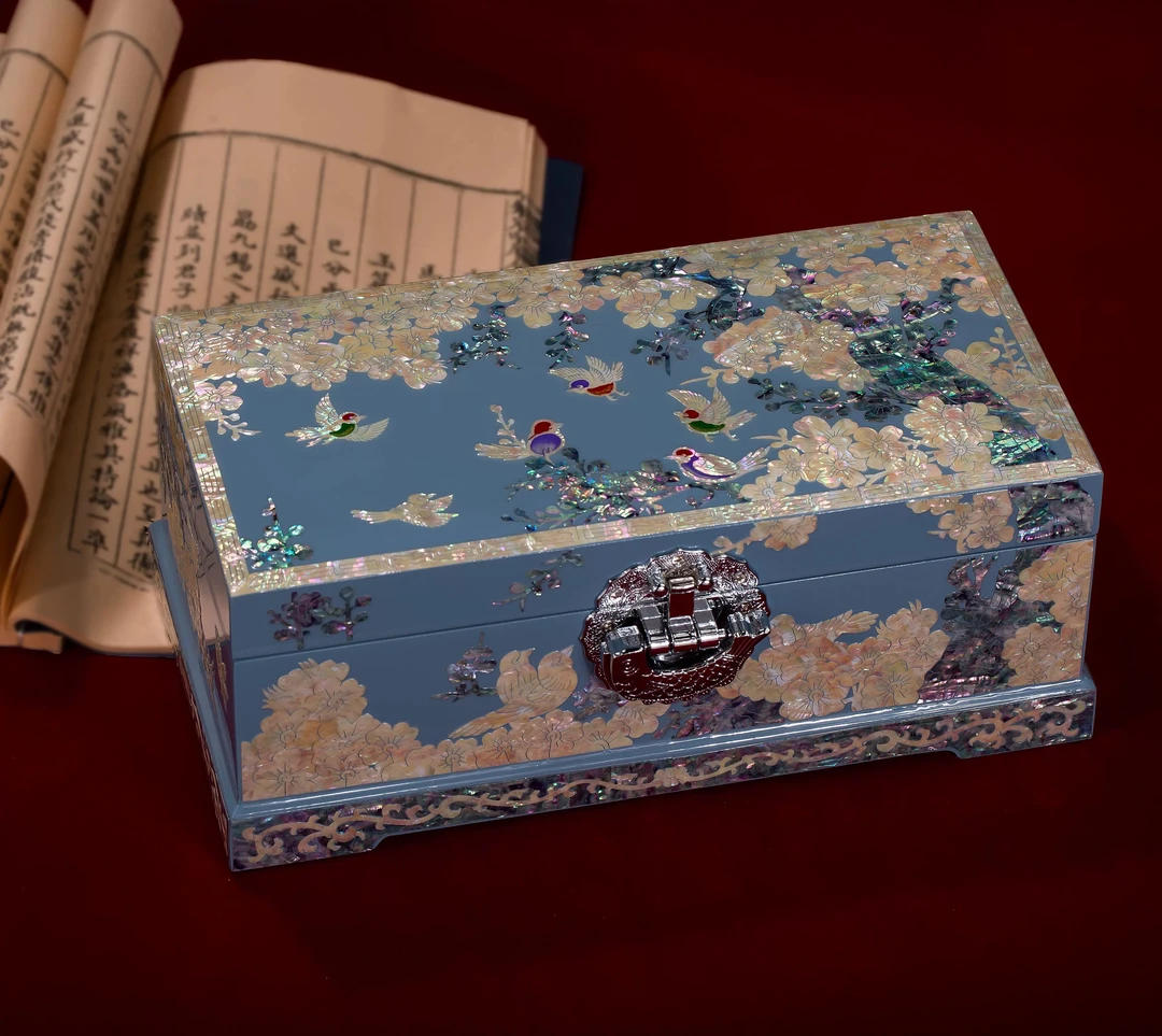 首饰盒/箱 螺钿漆器首饰盒珠宝首饰收纳盒戒指盒结婚礼物送礼佳品