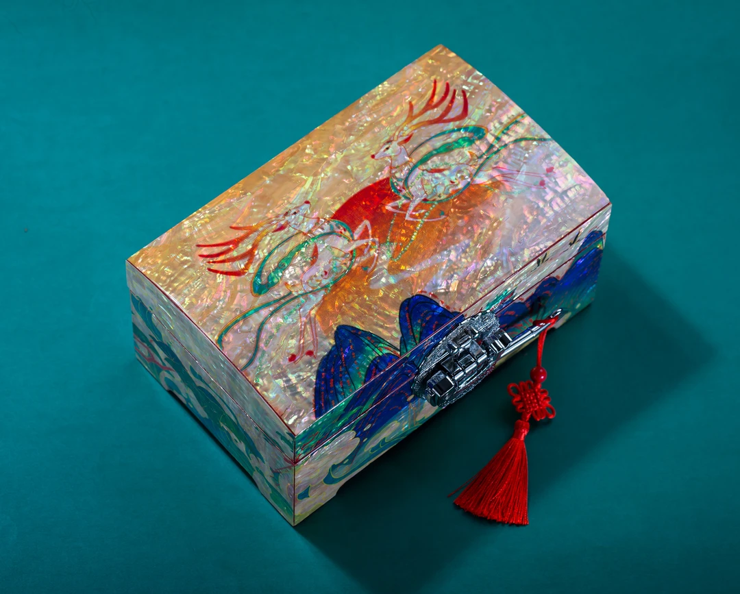 首饰盒/箱 螺钿首饰盒九色鹿珠宝首饰收纳盒戒指盒结婚生日礼物