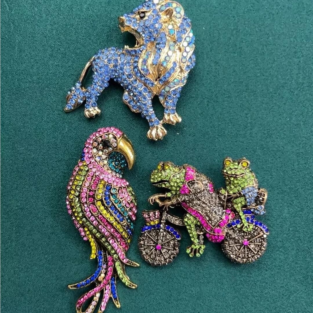 合金锆石胸针 跨境欧美复古轻奢