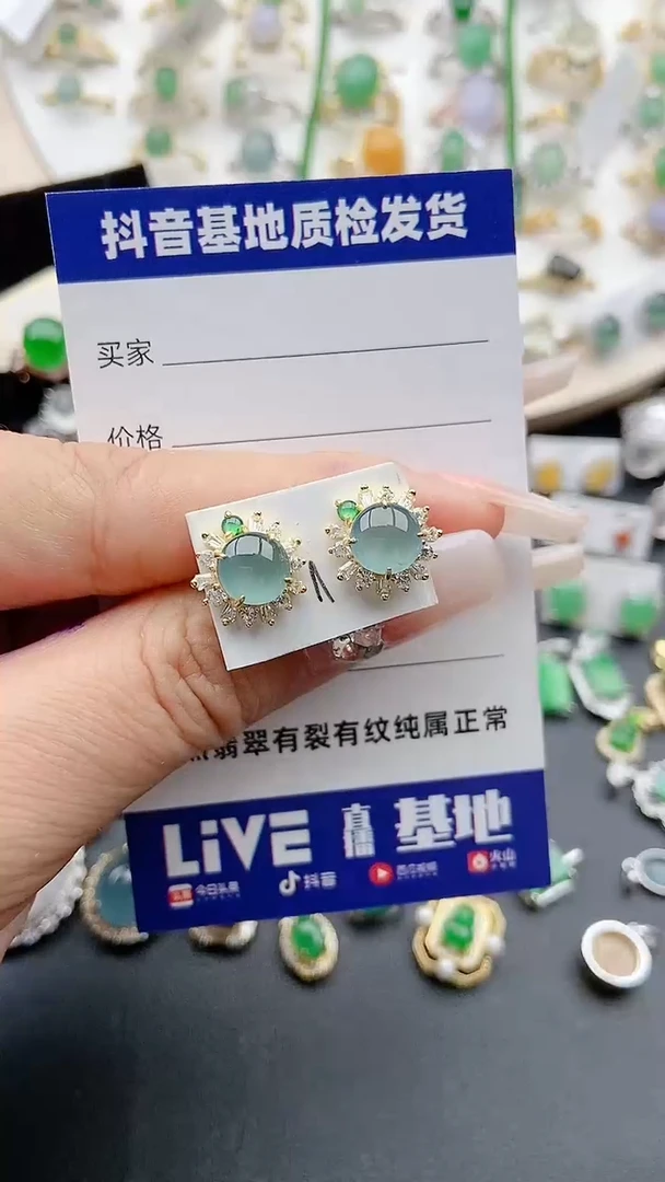【闪购商品】翡翠耳饰银S925镶嵌1111