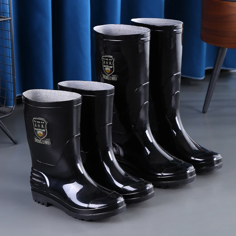 劳保男士雨鞋长筒短雨靴防水防滑加厚绒套耐酸碱特高水鞋短筒胶靴