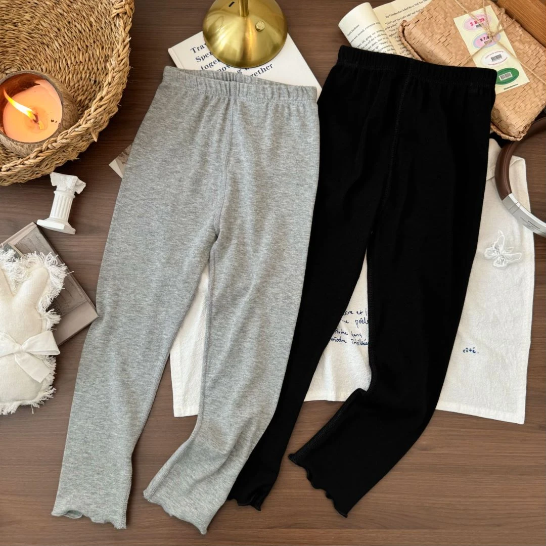 儿童百搭打底裤纯色春秋洋气宝宝修身外穿高弹力运动休闲薄款