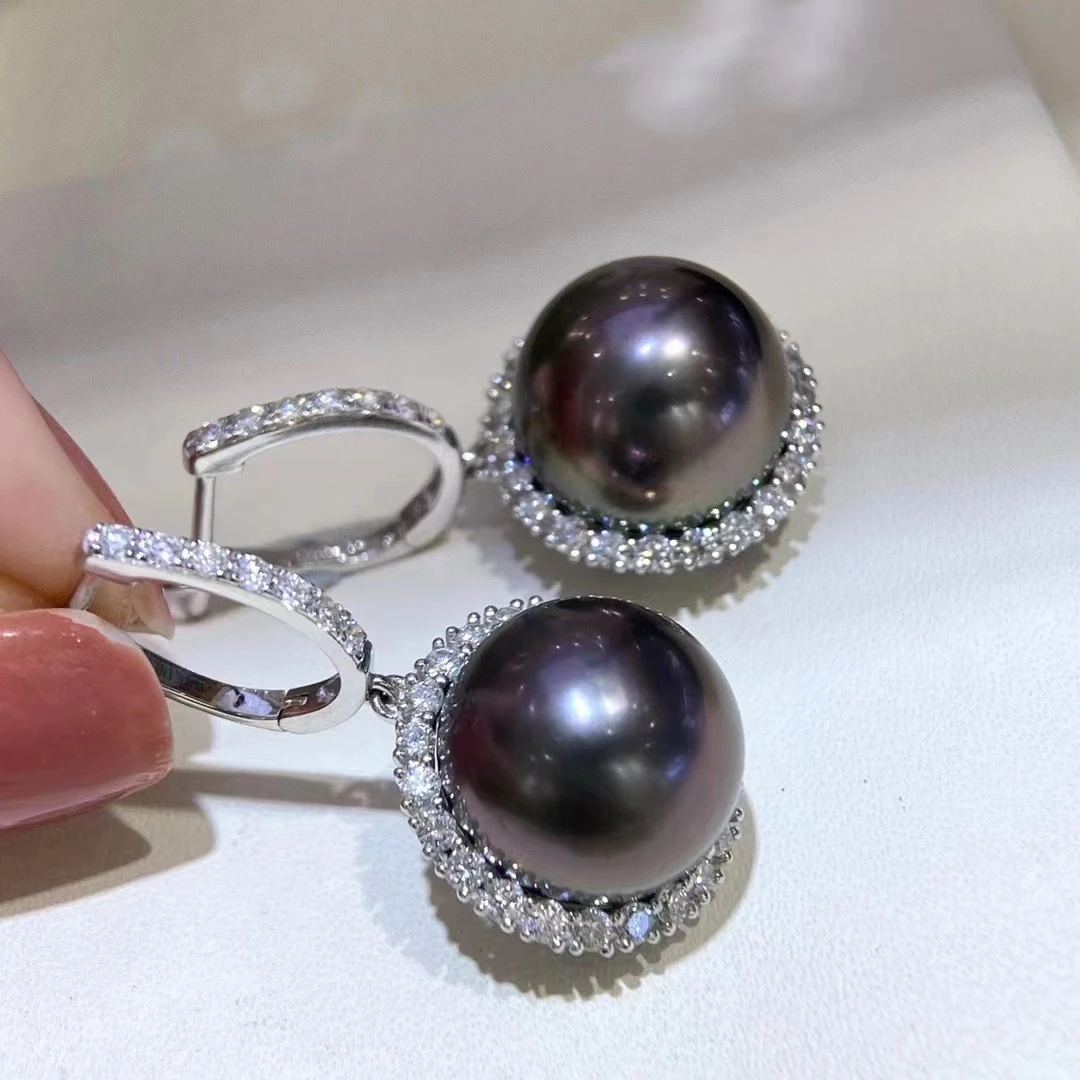 【小彤专属】18K金高品质无瑕大溪地黑珍珠耳环RY8888定制