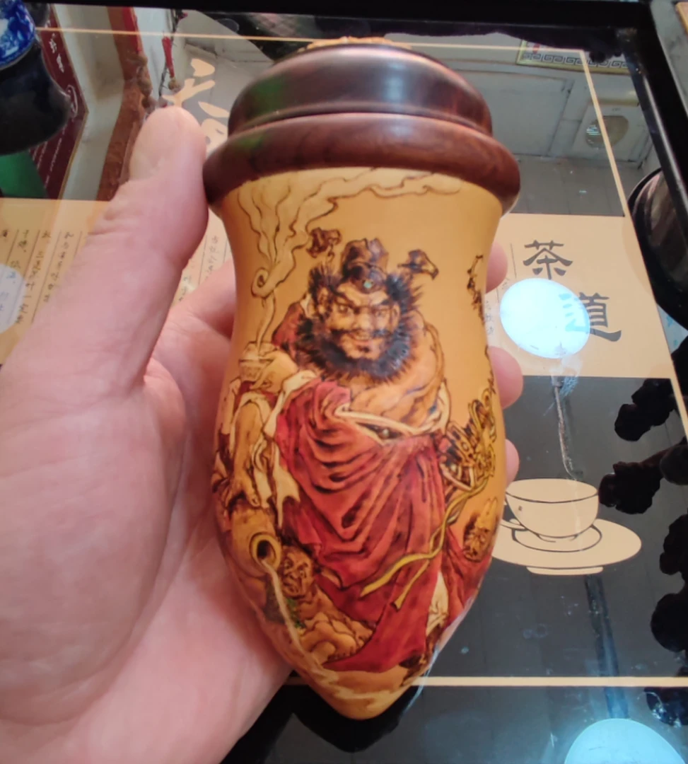 天然老葫芦醒摸纯手工烙画鸣虫器具 宽63高143毫米