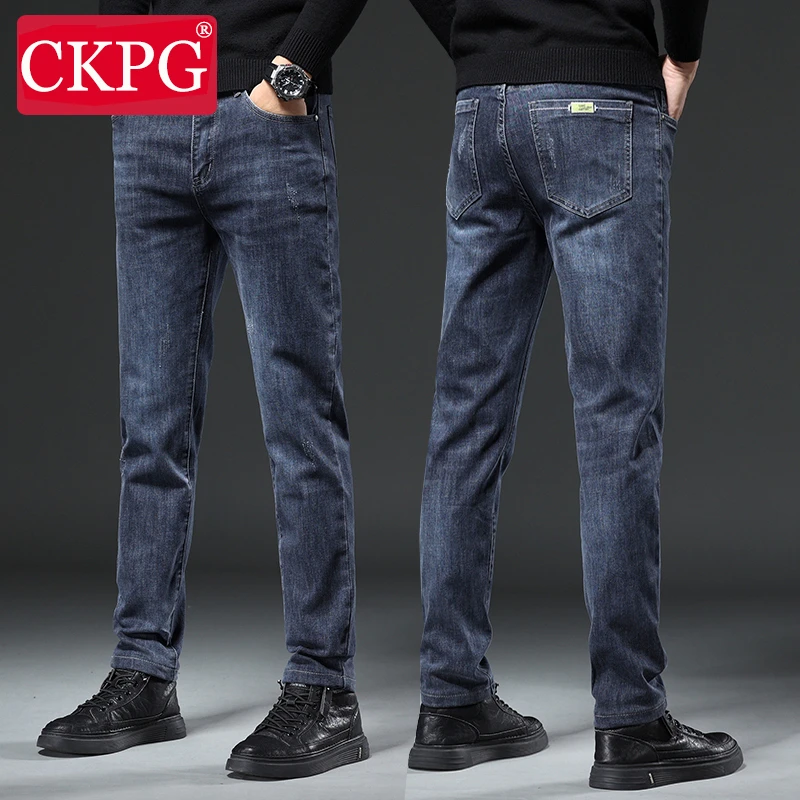 CKPG新款春夏韩版牛仔裤弹力修身刺绣青年百搭潮流休闲男士牛仔裤