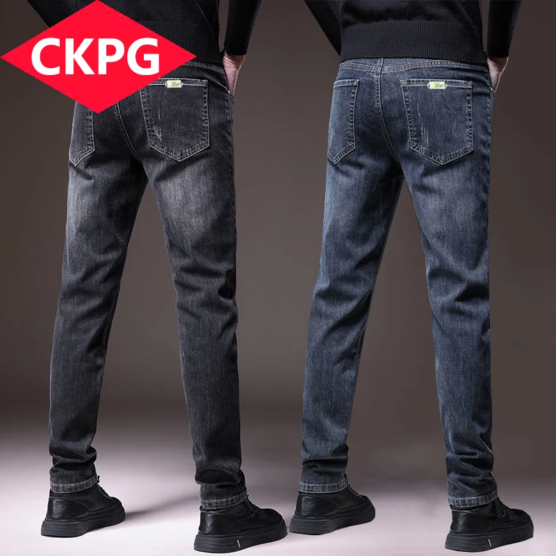 CKPG新款春秋韩版牛仔裤弹力修身刺绣青年百搭潮流休闲男士牛仔裤