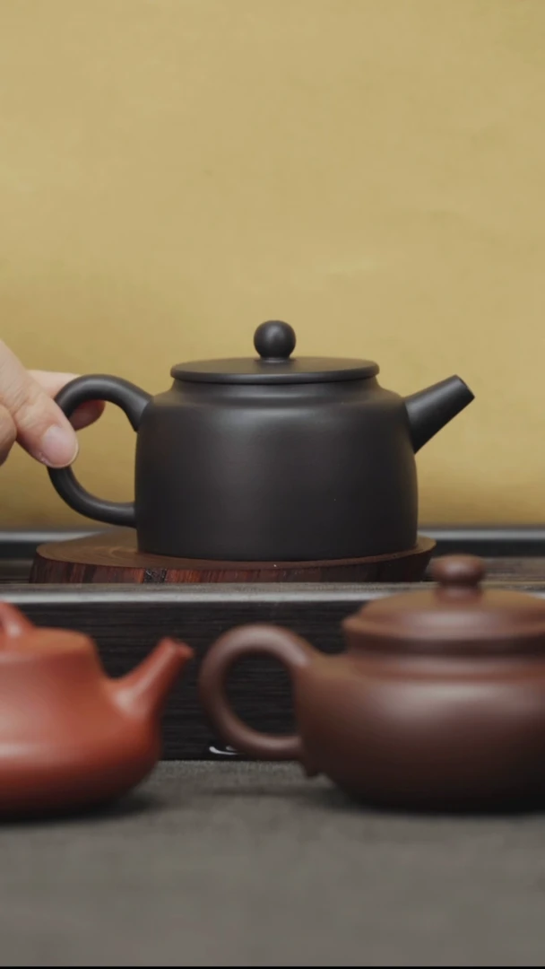 【闪购商品】紫砂茶壶老紫泥-平盖德钟-160CC-还原烧