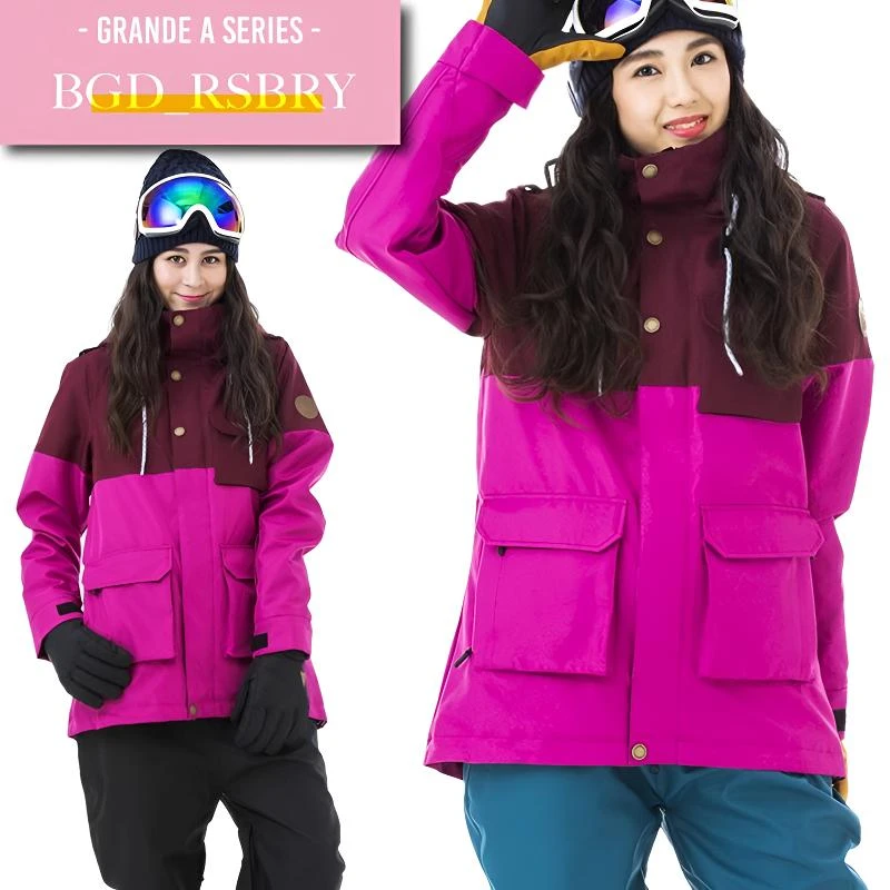 滑雪加厚女款上衣拼接秋冬运动防水冬季滑雪衣时尚拼色