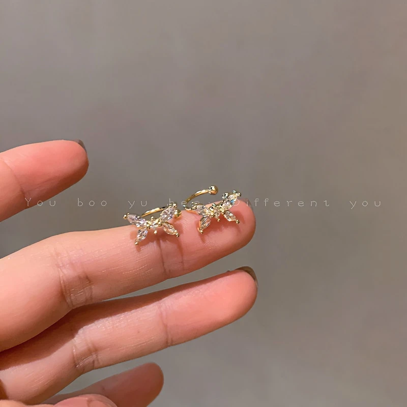 合金耳饰 秋冬花朵蝴蝶造型耳夹可戴高级感仙气森系超仙耳饰女