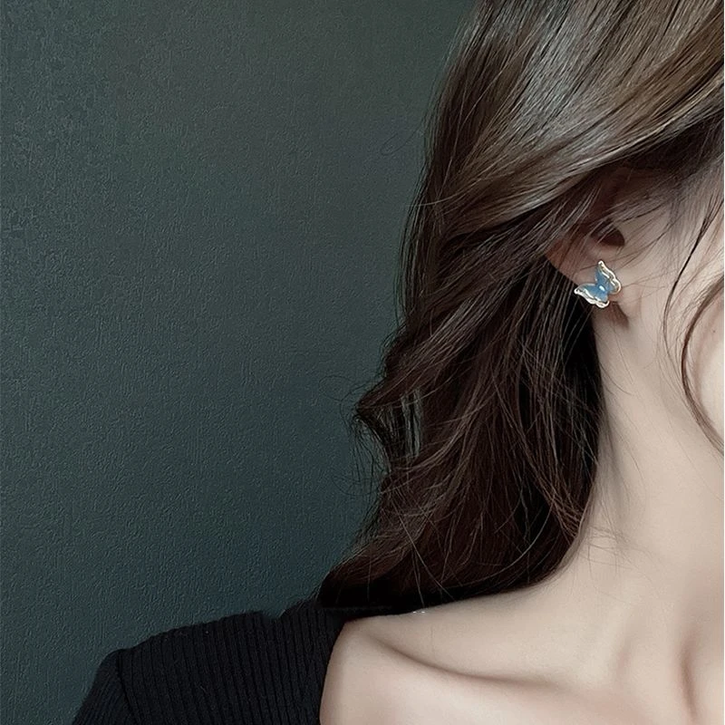 「惊鸿蝶」彩色蝴蝶双层耳环蚊香盘耳夹女夏无耳洞高级感气质耳饰