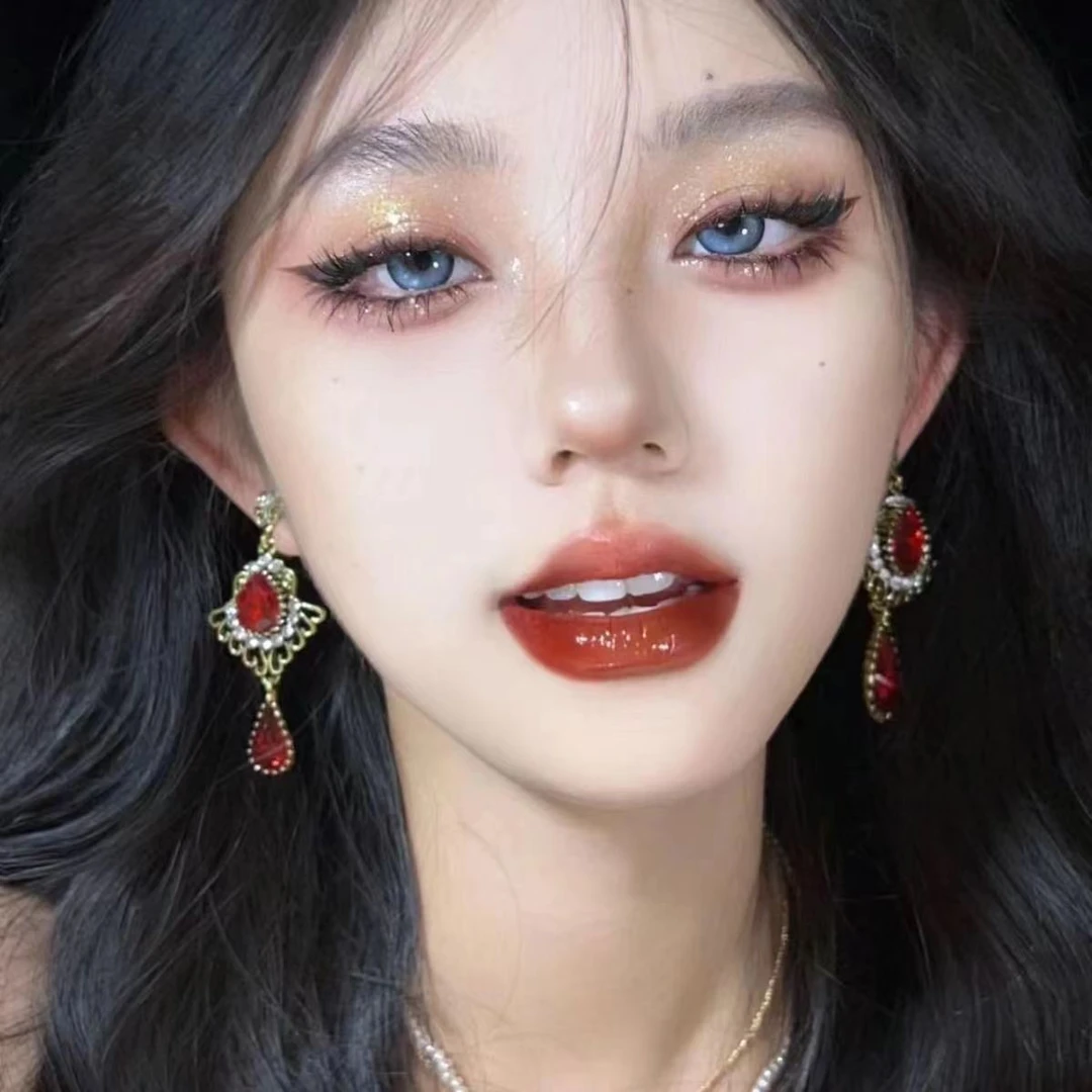 宫廷复古耳饰巴洛克水滴红色气质高级感夸张耳环轻奢宴会千金耳钉