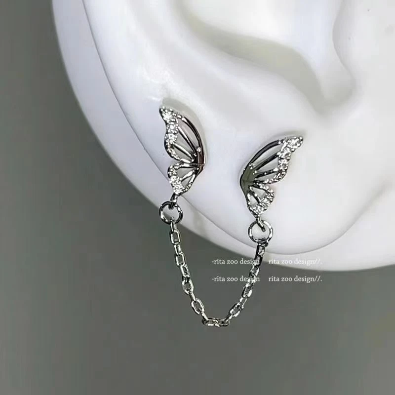 小众设计双耳洞系列甜酷y2k辣妹蝴蝶出游搭配耳骨钉女