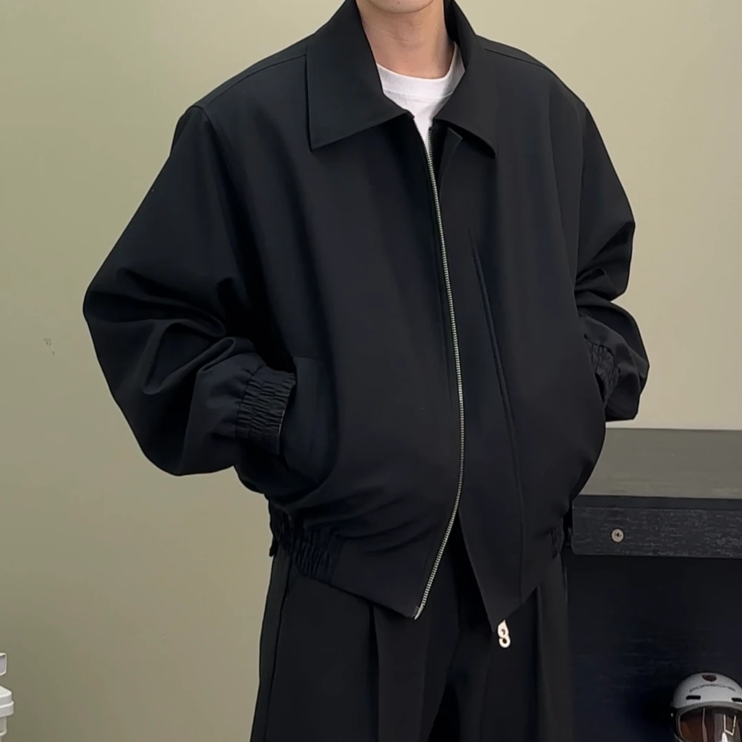 春季纯色垫肩设计感休闲男外套经典痞帅百搭宽松高级感韩版夹克