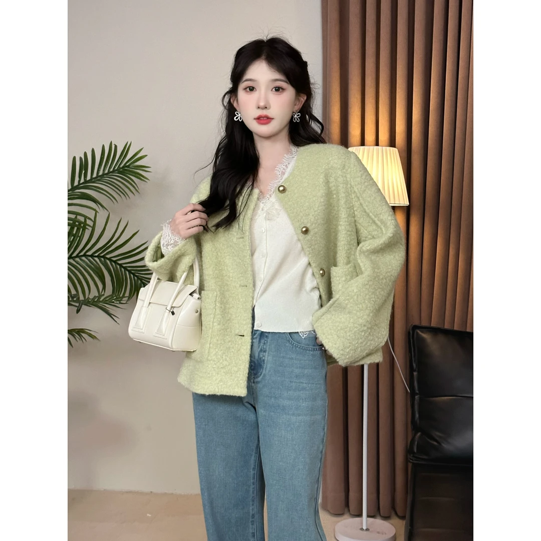 SHAOE清仓专场【挪威森林】短外套青毛绒宽松清新短款时尚上衣