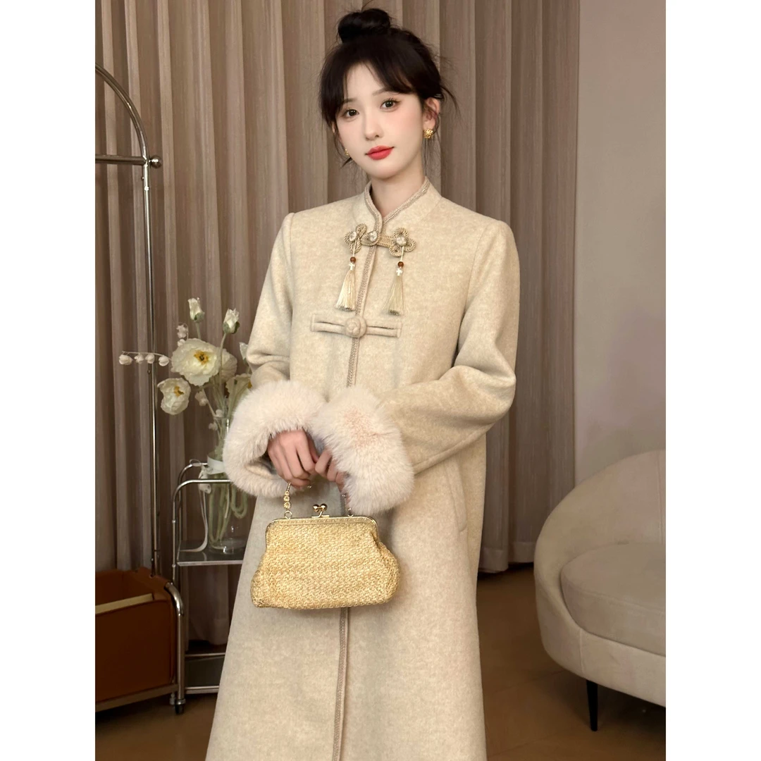 SHAOE清仓专场【云容大衣】盘扣大衣女冬温婉气质外套S2023121604