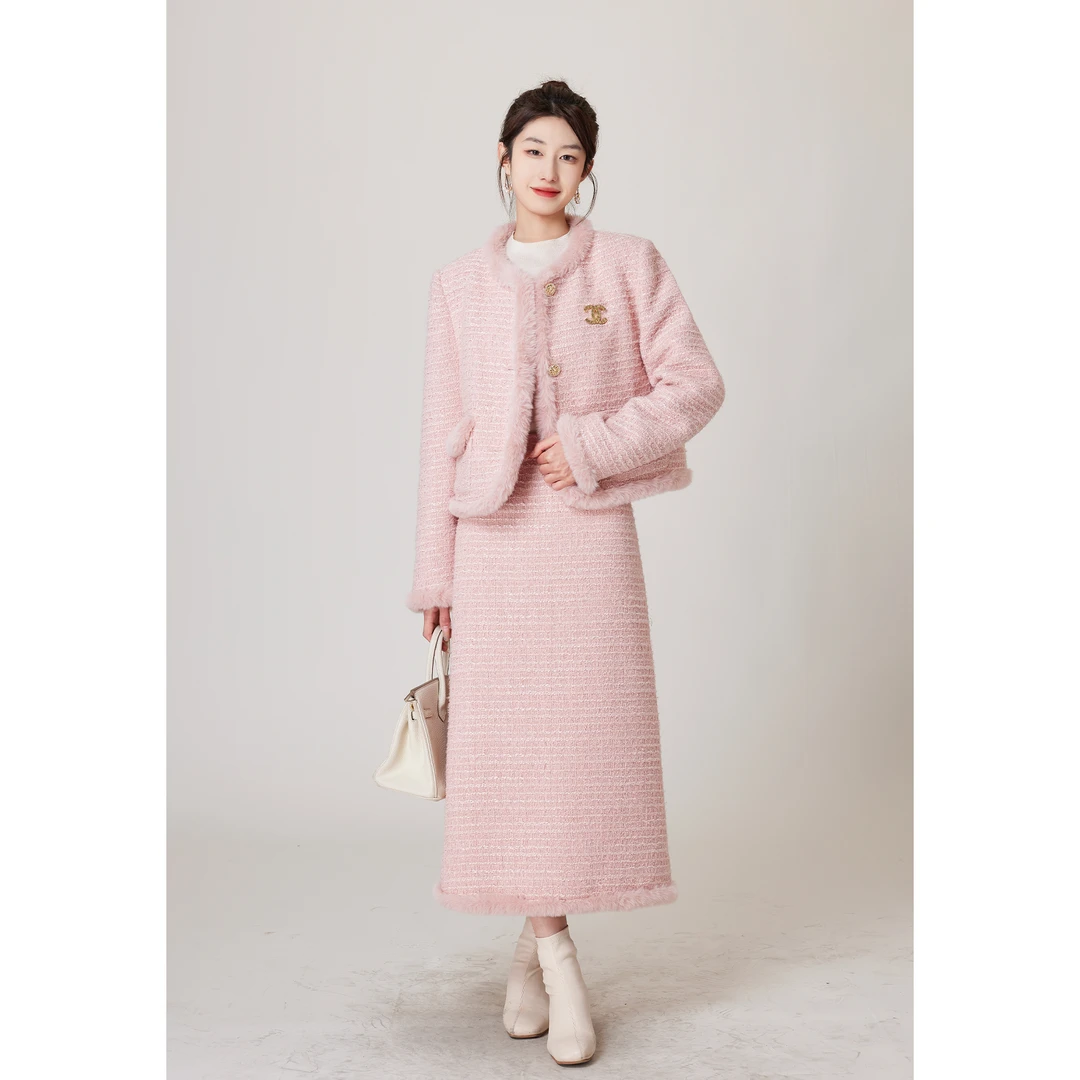 SHAOE清仓专场【心跳弦乐】S2023123006气质小香毛呢套装