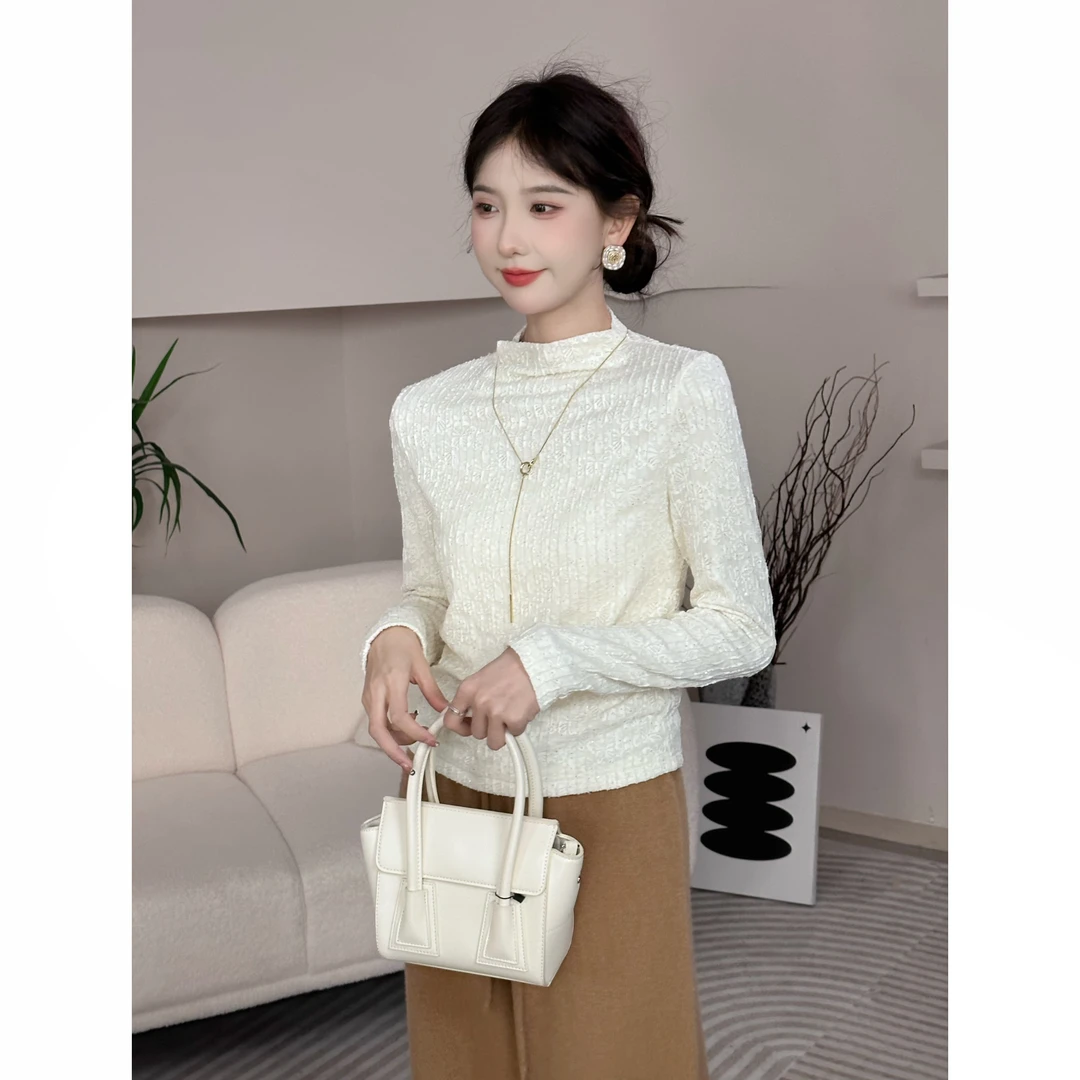 SHAOE清仓专场【序幕诗】打底衫秋蕾丝内搭长袖百搭显瘦半高领上衣