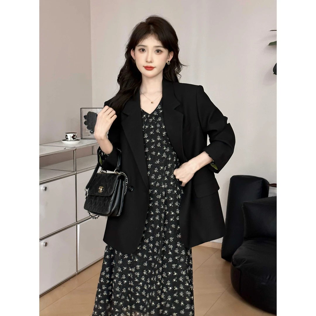 SHAOE清仓专场【乘风】黑色大V立体翻驳领袖子气质通勤休闲西装外套