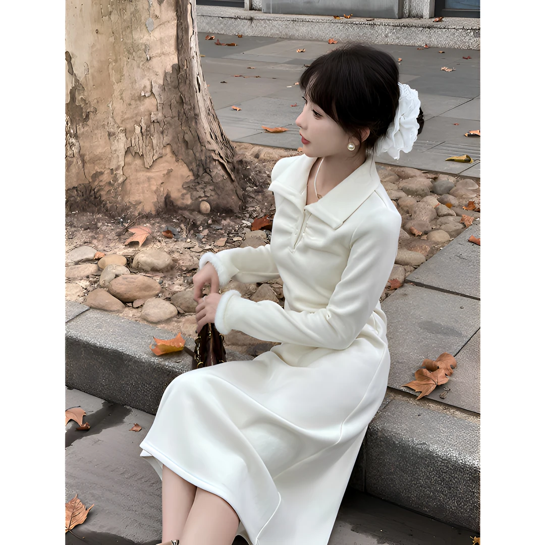 SHAOE清仓专场【布兰妮】连衣裙女冬白色百搭内搭显瘦打底连衣裙