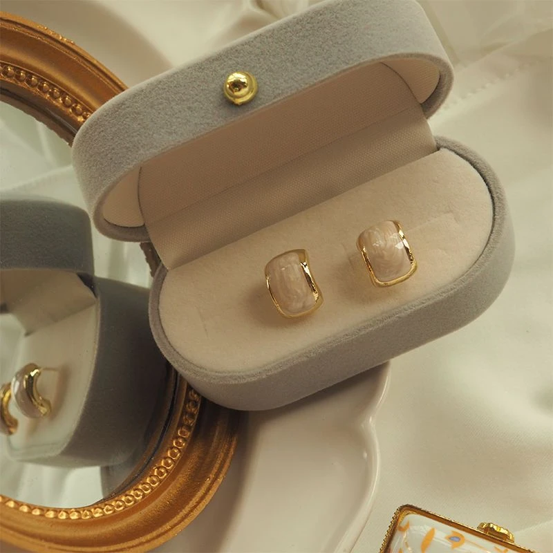 耳钉925纯银耳饰轻奢小众高级感复古釉白耳环气质法式ins耳圈女