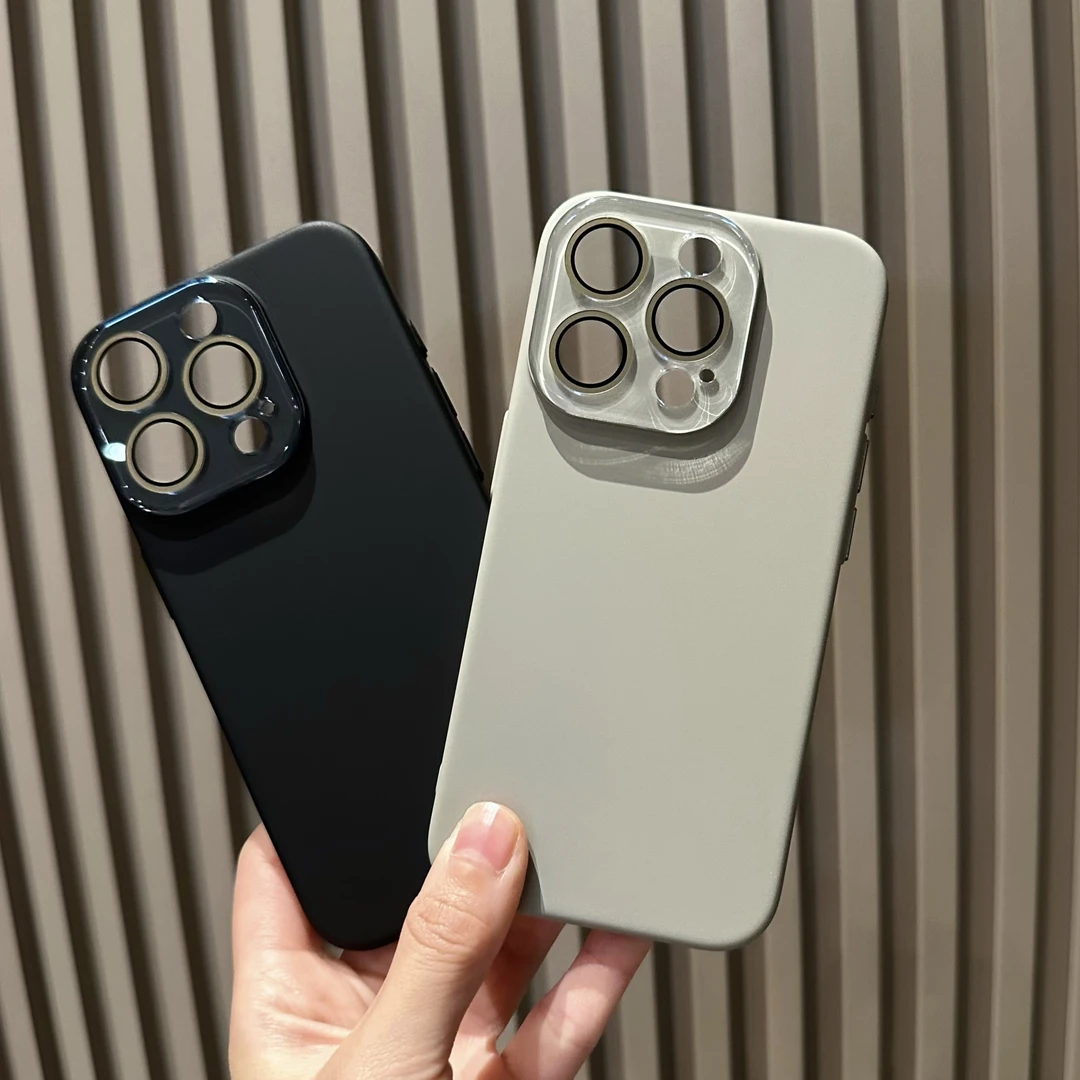 适用高端ins风苹果15promax手机壳纯色极简PC硬壳14肤感磨砂13Pro