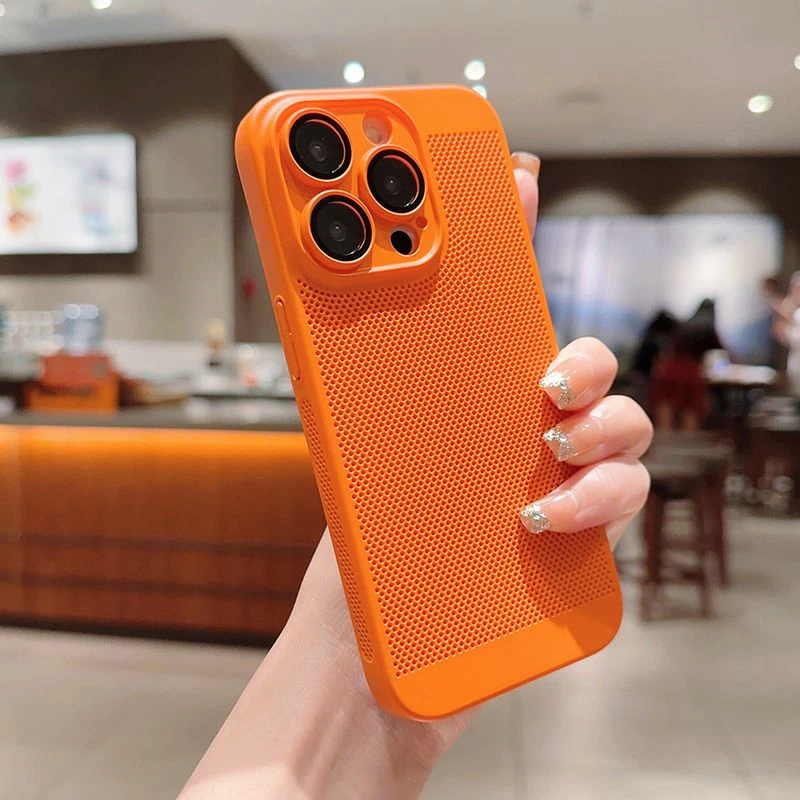 适用苹果14Promax手机壳散热iPhone13全包12pro网格透气11潮