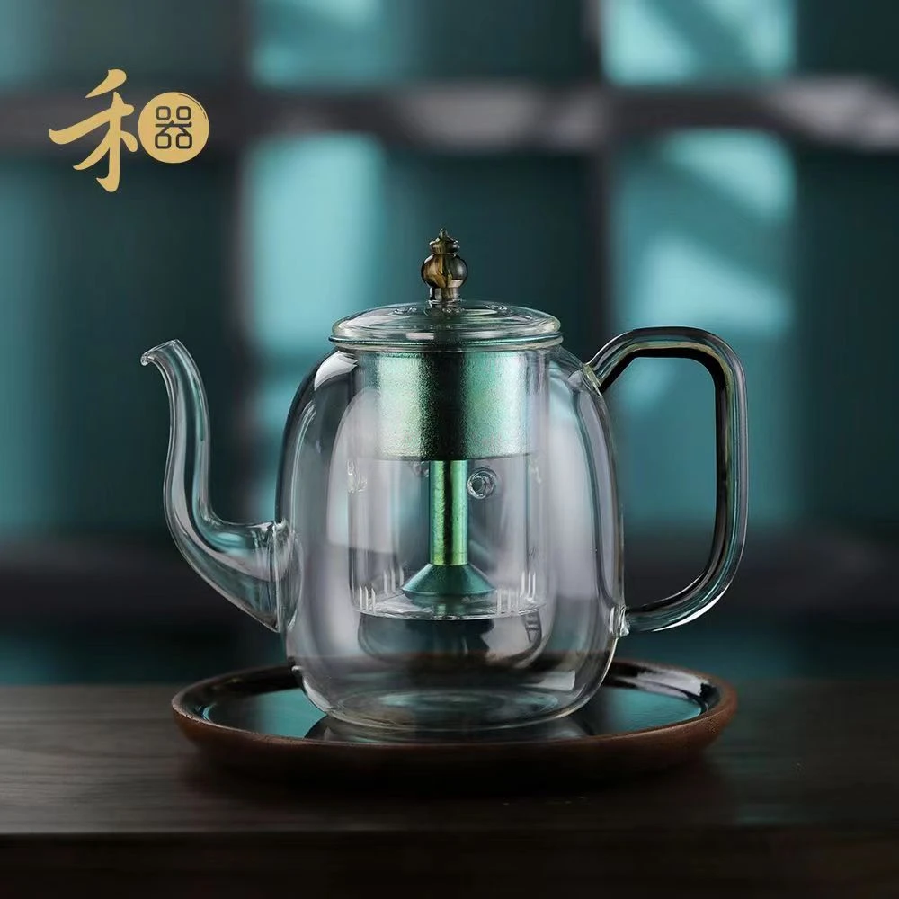 禾器禾器富蕴壶凤尾青绿把毛钛内胆四代蒸煮一体内胆煮茶壶蒸煮壶