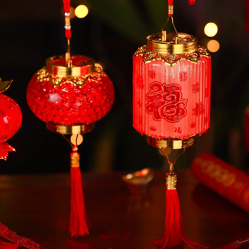 2024龙年灯笼挂饰手提发光红色投影儿童diy新年春节过年挂件装饰