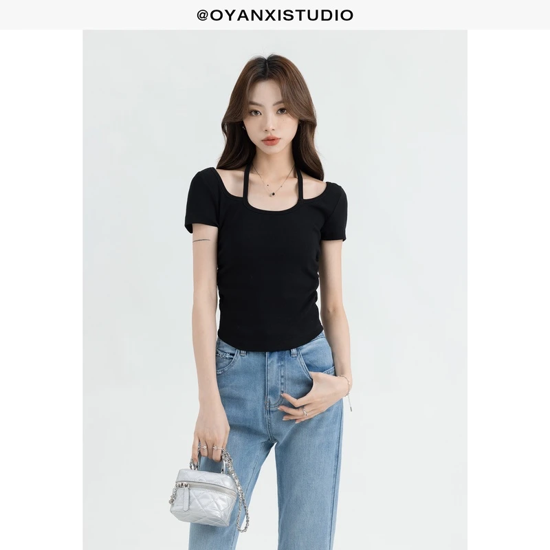 【OYANXI!清仓!】AB-233033半圆领上衣新款短袖T恤
